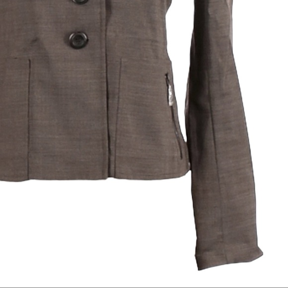 W By Worth Wool & Silk Roll Tab Taupe Lightweight Fitted Blazer Jacket Size 2 - Picture 5 of 10